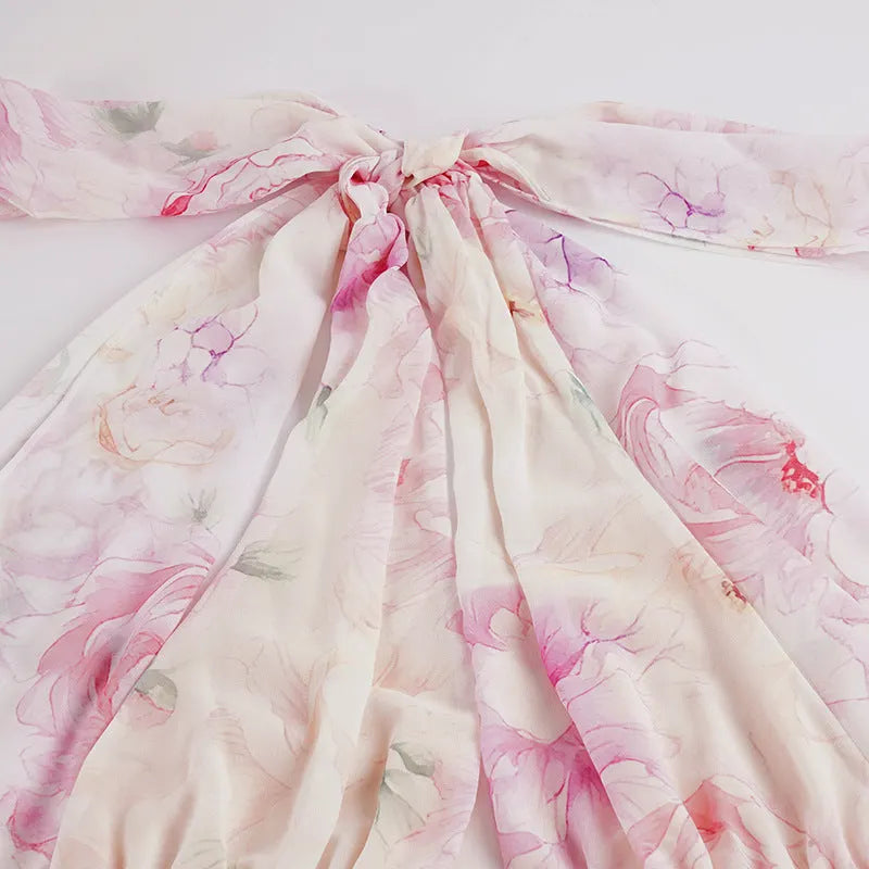 Murray Floral Print Halter Backless Mini Dress - Pink Flowering Girl
