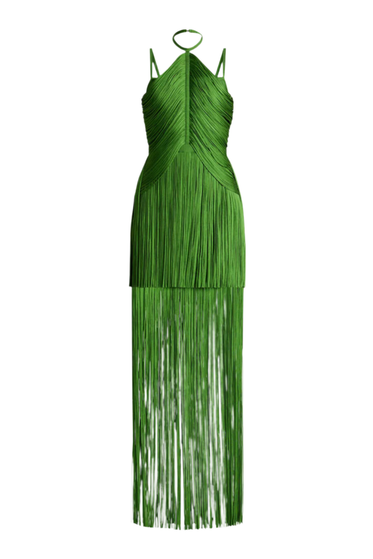 Doly Halter Fringed Maxi Bandage Dress - Green Flowering Girl