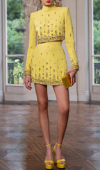 Cordis Crystal Long Sleeve Two-Piece Set Flowering Girl