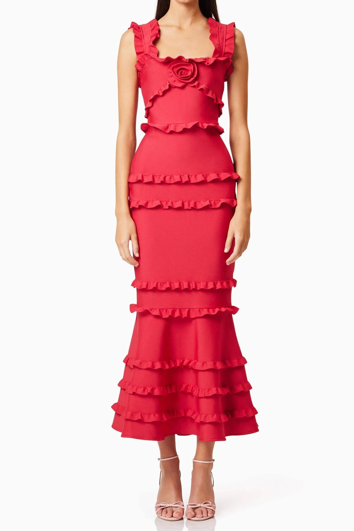 Josephine Frill Maxi Dress In Red Flowering Girl