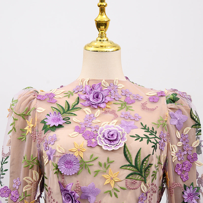 Emrys Flower Embroidery Long Sleeve Mini Dress Flowering Girl