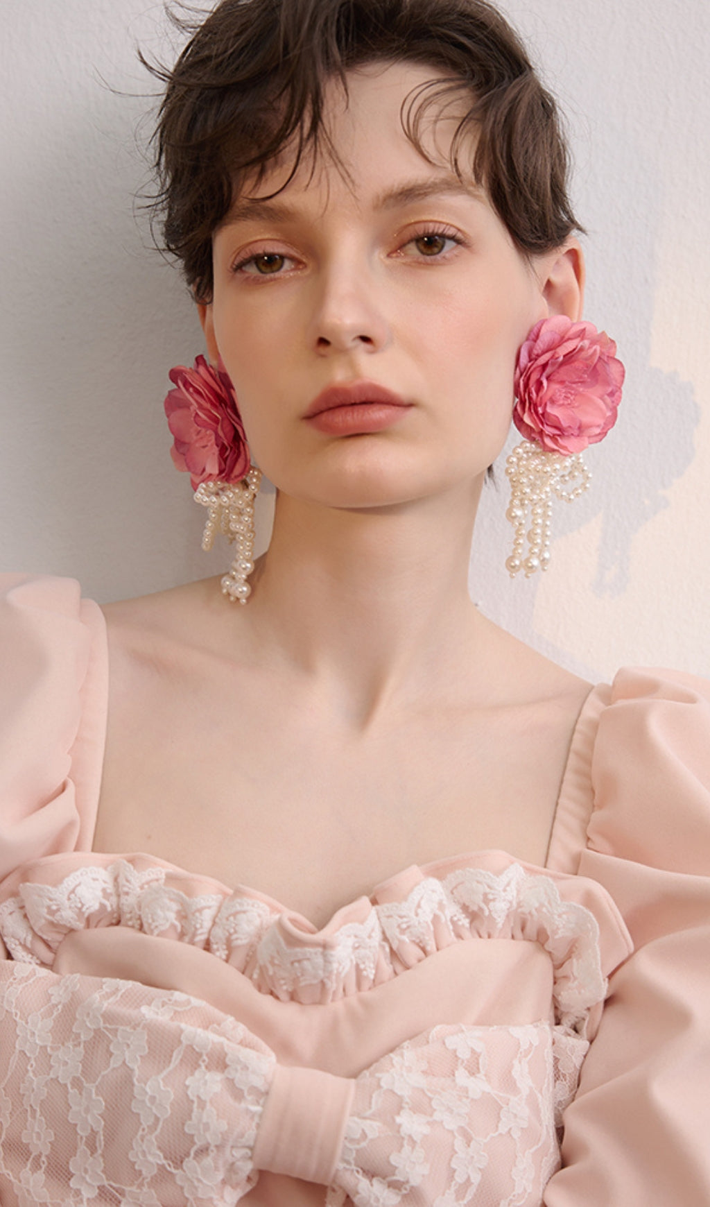 Annick Pink Flower Petals Acrylic Earrings Flowering Girl