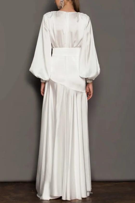 Phoebe V-Neck Belted Slit Maxi Dress Flowering Girl