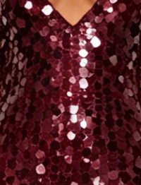 Burgundy Sequined Mesh Sheath with Flared Sheer Lower Skirt Evening Dress Flowering Girl