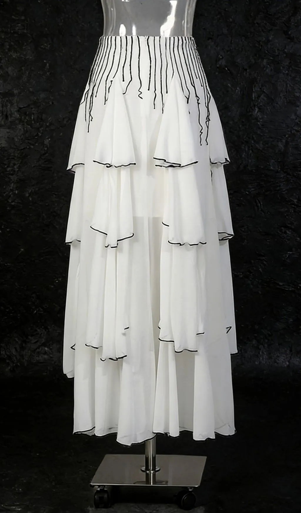 Kaycee White Layered Ruffle Maxi Skirt Flowering Girl