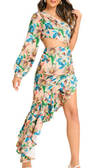 Javen Floral Printed One-Shoulder Maxi Dress Flowering Girl