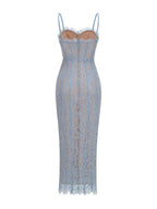 Makenzie Blue Lace Maxi Dress Flowering Girl