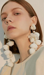 Alejandra White Pearl Flower Earrings Flowering Girl