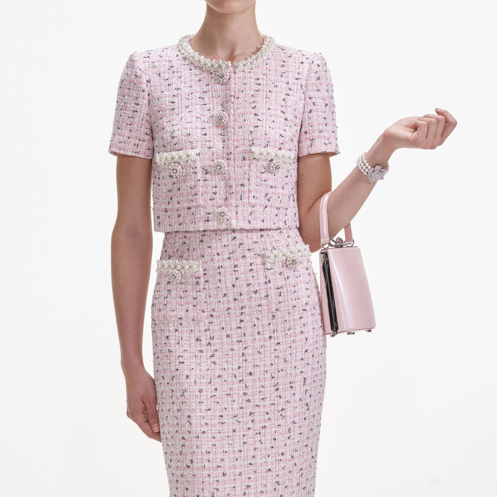 Pink Boucle Pearl Top Flowering Girl