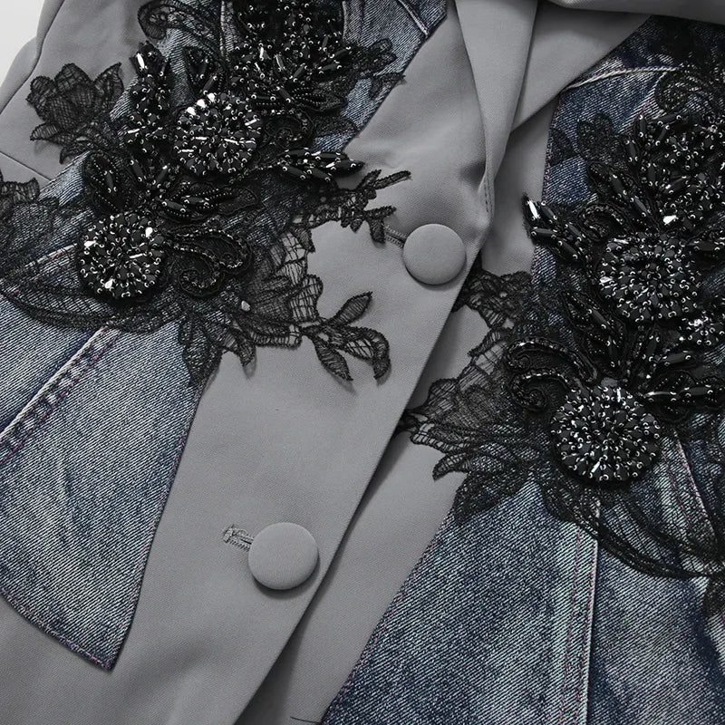 Miel Embroidery Blazer Flowering Girl