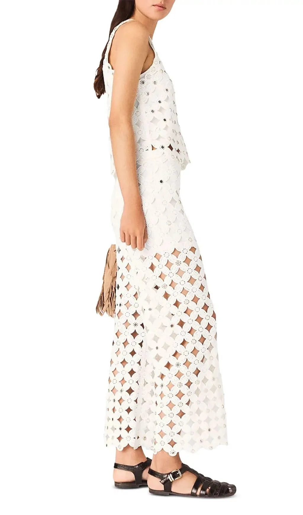 Pimiroir Straight Mirror Crochet Pants Flowering Girl