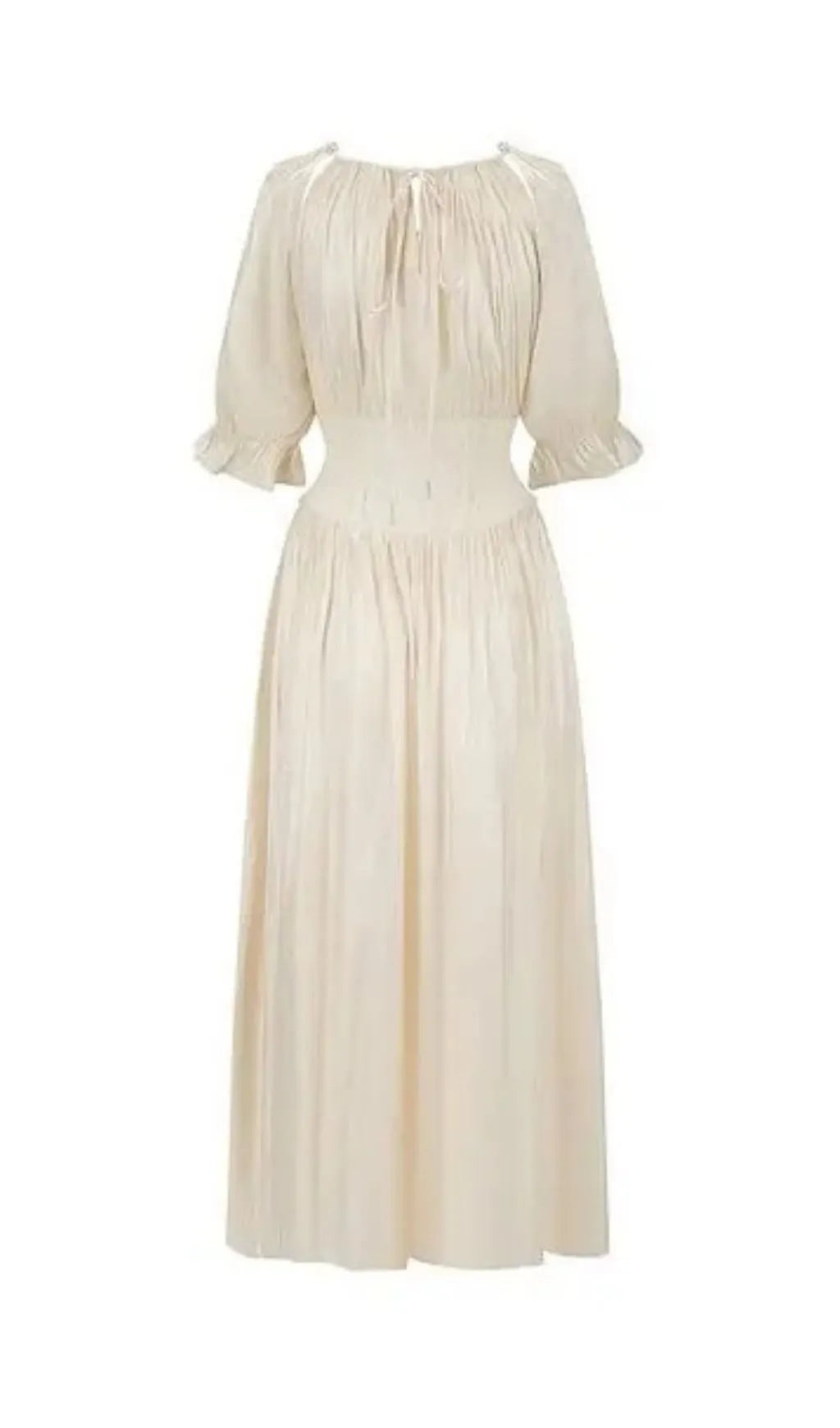 Square Neck Puff Sleeve Lace Satin Maxi Dress Flowering Girl