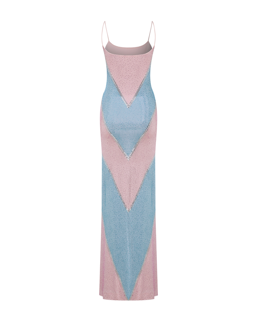 Simona Fully Rhinestoned Bodycon Maxi Dress - Blue & Pink Flowering Girl