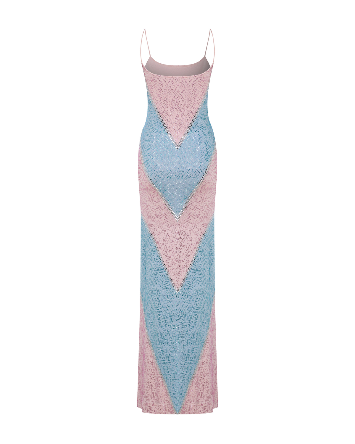Simona Fully Rhinestoned Bodycon Maxi Dress - Blue & Pink Flowering Girl