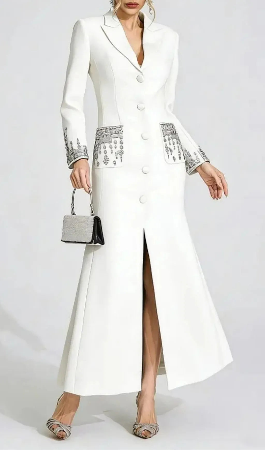 Simona White Diamond Embellished Maxi Dress Flowering Girl