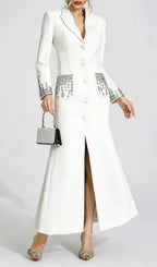 Simona White Diamond Embellished Maxi Dress Flowering Girl