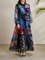 Maru Black Printed Maxi Dress Flowering Girl