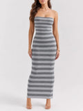 Martijn Strapless Stripe Bandage Maxi Dress Flowering Girl