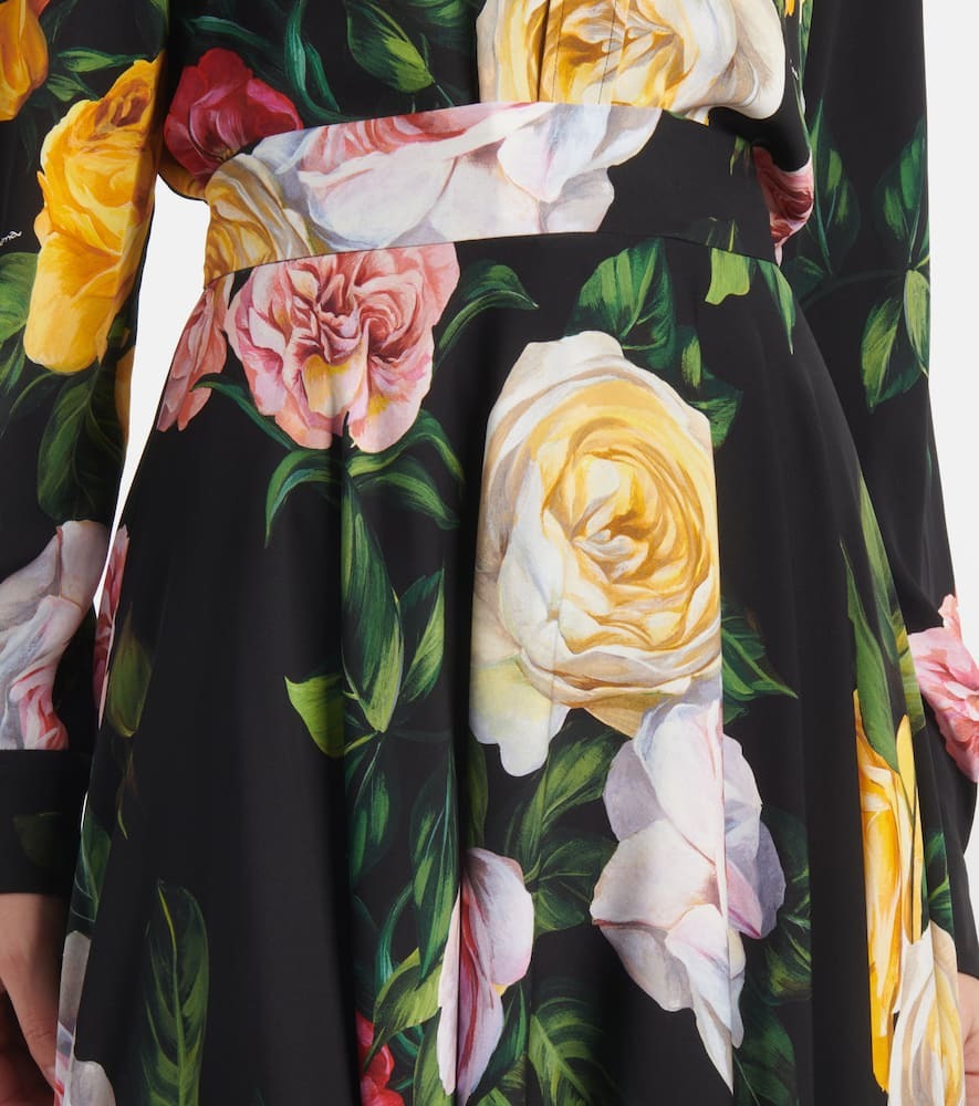 Black Floral Print Shirt & Midi Skirt Co-ord Set Flowering Girl
