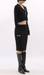 Idun Black Long Sleeve Two-Piece Set Flowering Girl