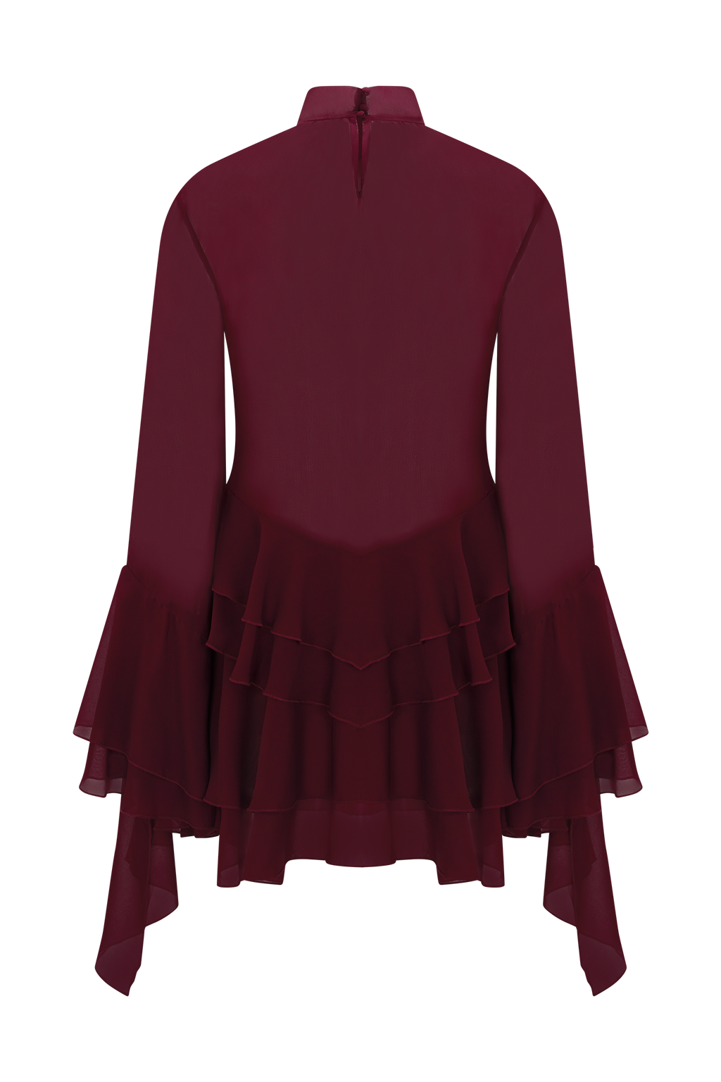 Chiffon Ruffle Mini Dress - Wine Flowering Girl