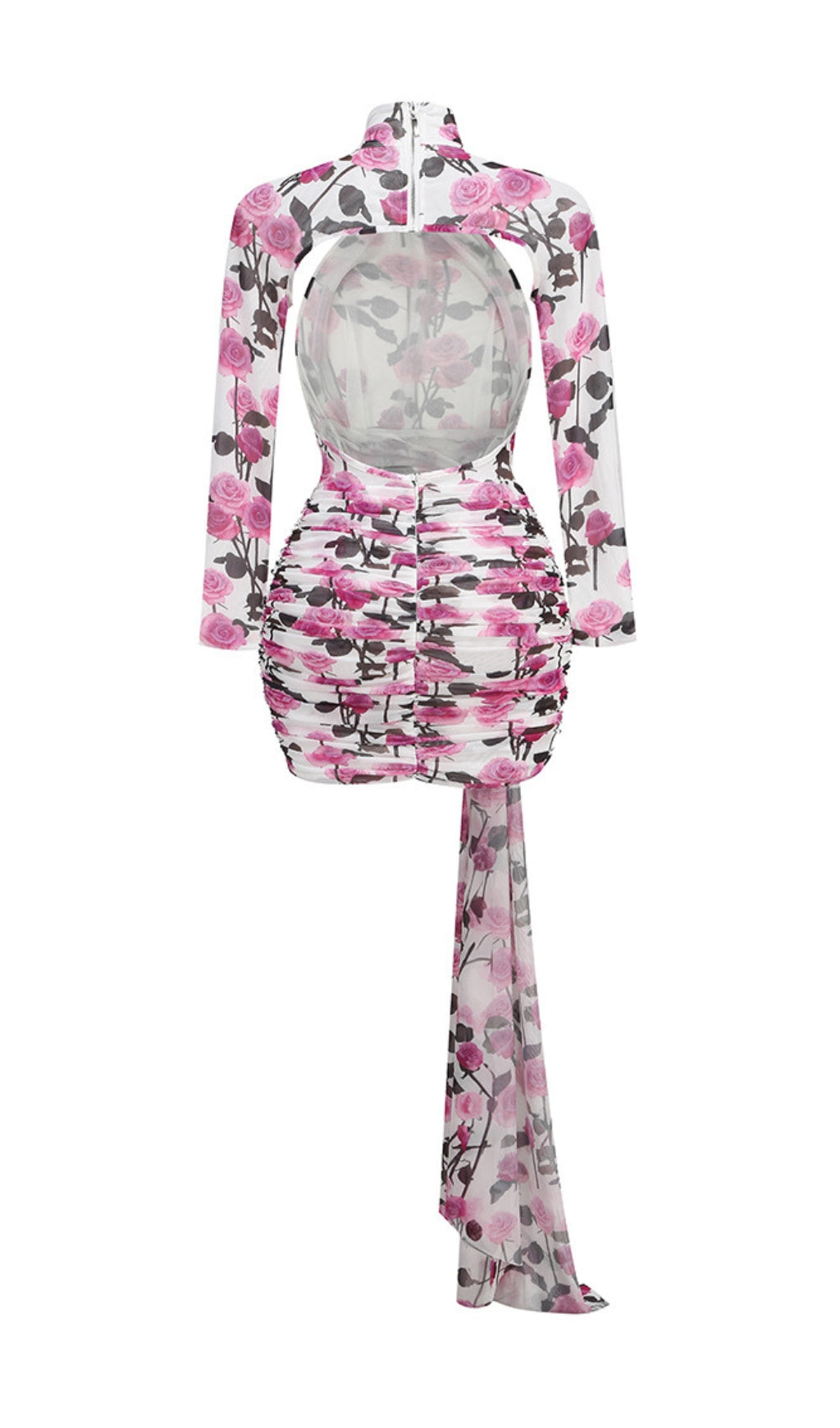 Brisa Rose Ruched Long Sleeve Mini Dress Flowering Girl