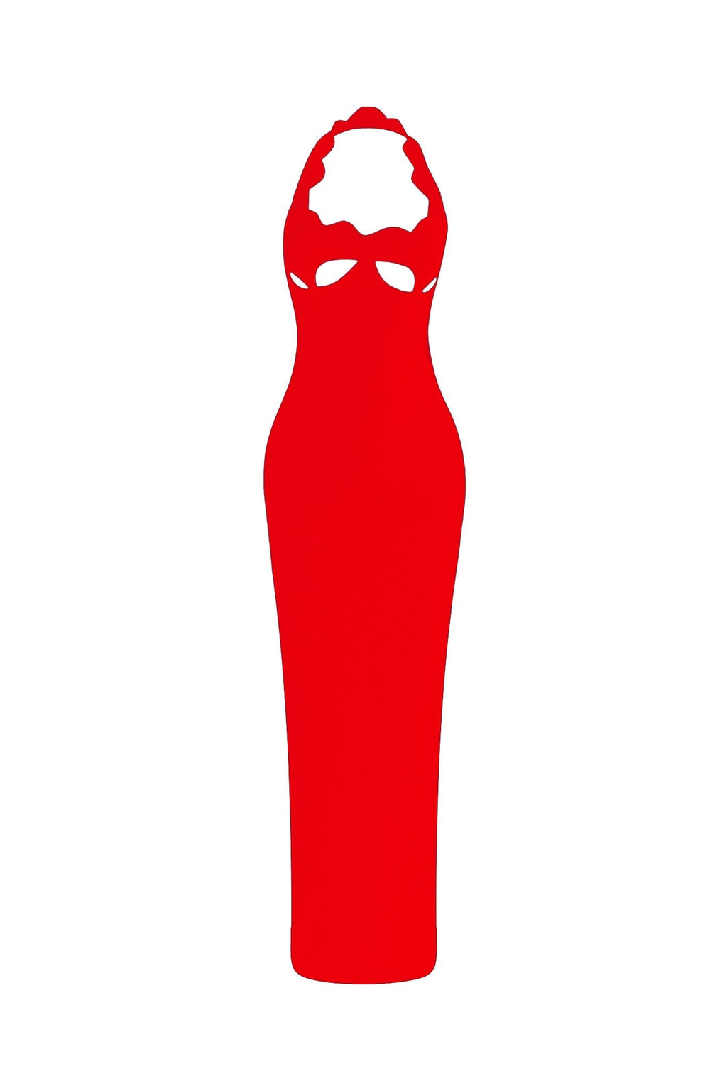 Lara Cutout Backless Halter Bandage Maxi Dress In Red Flowering Girl