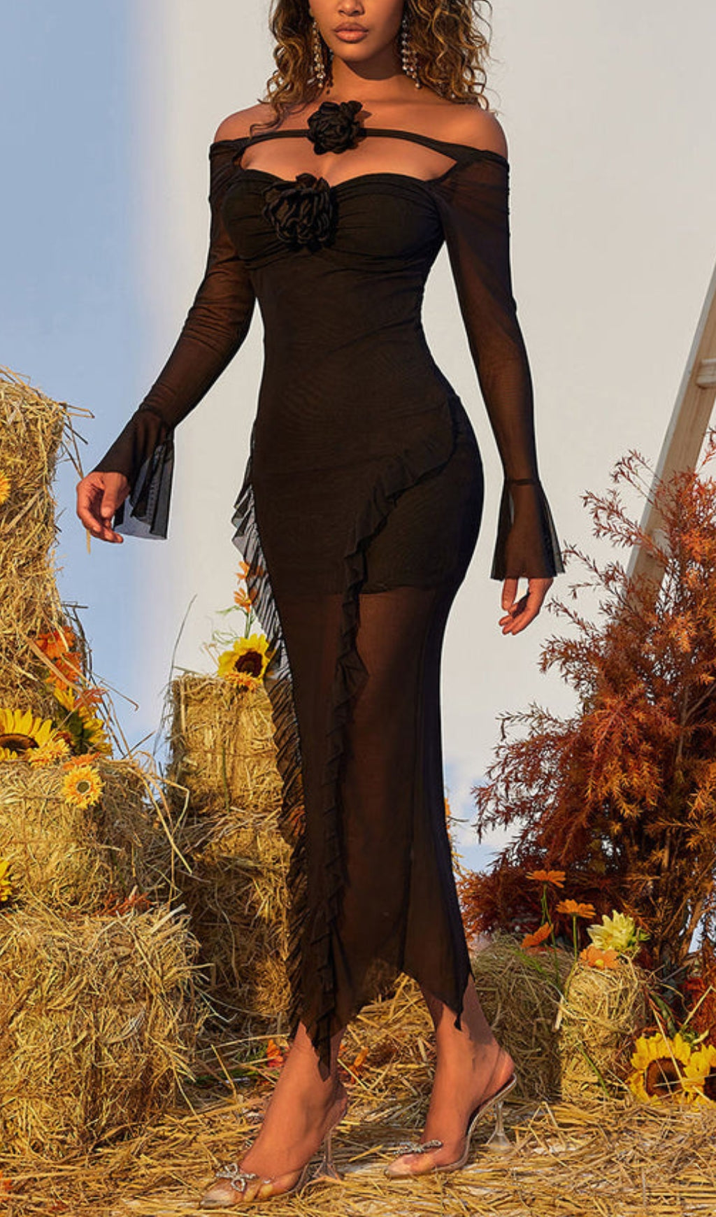 Flower Ruffle Mesh Dress Flowering Girl