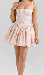 Haruyo Strappy Printed Mini Dress Flowering Girl