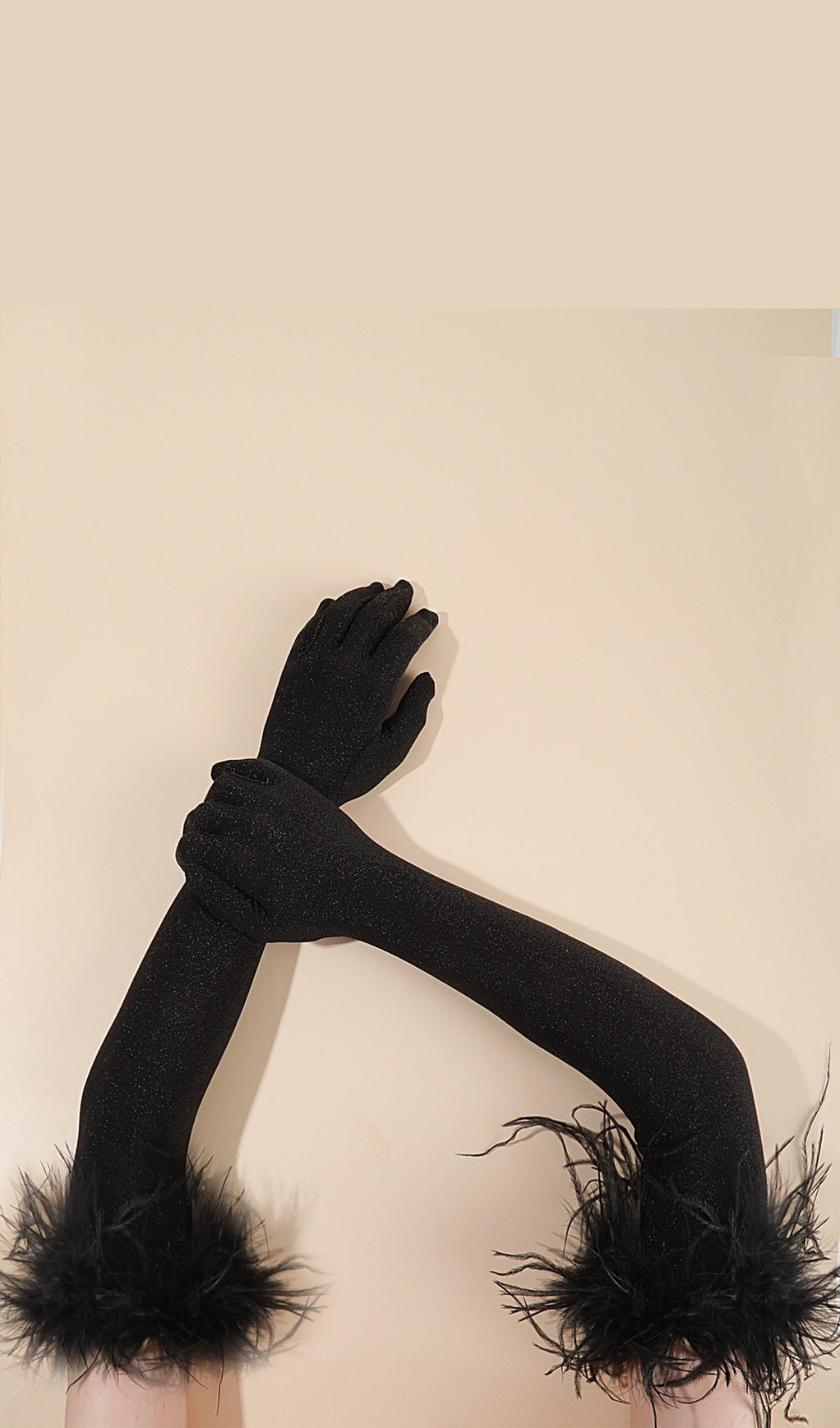 Black Feather Gloves Flowering Girl