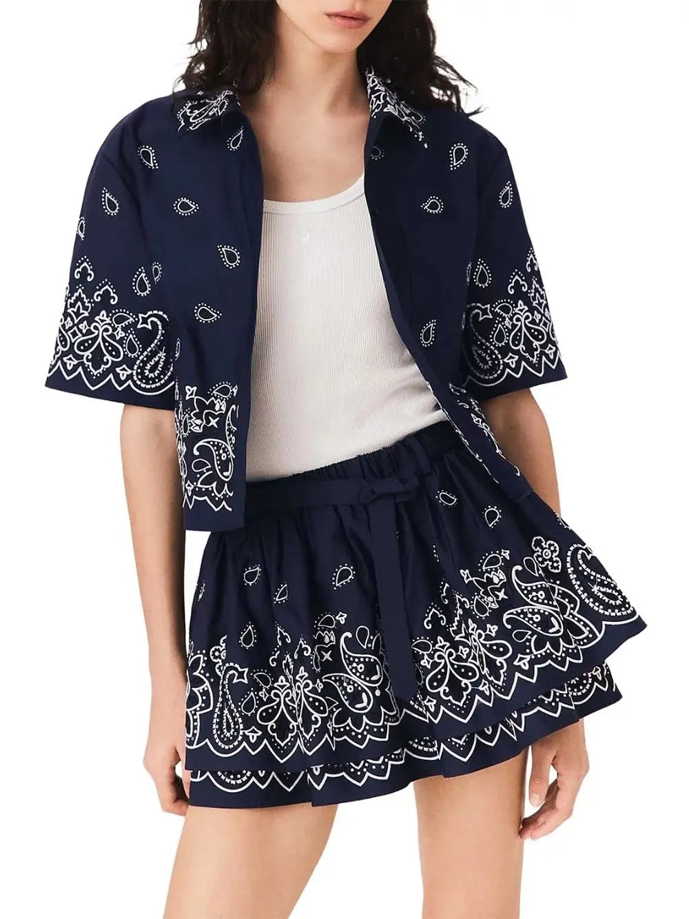Embroidered Ruffle Mini Skirt Flowering Girl