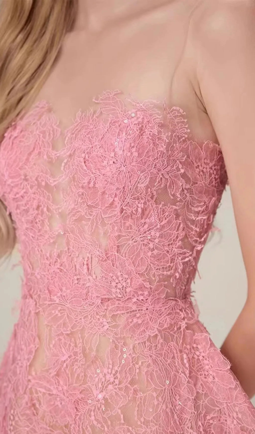 Allyson Pink Floral Lace Embroider Midi Dress