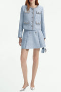 Blue Sequin Boucle Jacket Flowering Girl