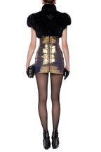 Darlene Fur Shawl Top In Black Flowering Girl