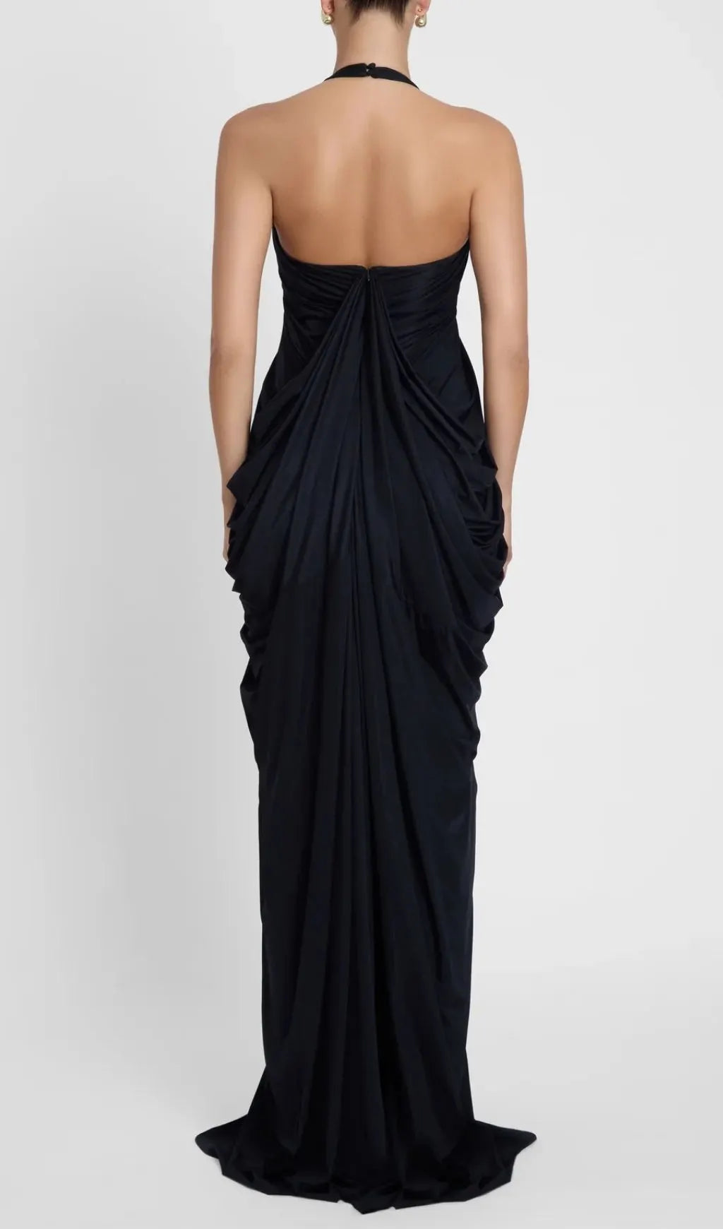 Kenza Black Halter Pleated Maxi Dress Flowering Girl