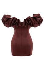 Burgundy Satin Ruffle Strapless Mini Dress Flowering Girl