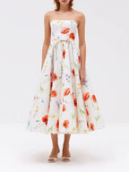 Manjit Strapless Floral Midi Dress Flowering Girl