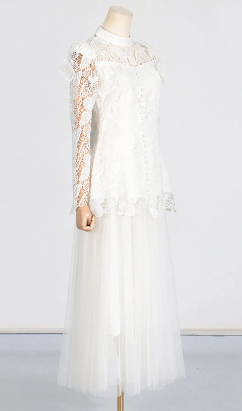 Ceyla Flower Embroidery Mesh Skirt Set Flowering Girl