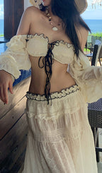 Fancy There-Piece Swimsuit Flowering Girl