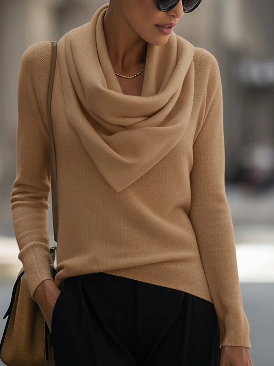 Draped Cowl Neck Long-Sleeve Top Flowering Girl