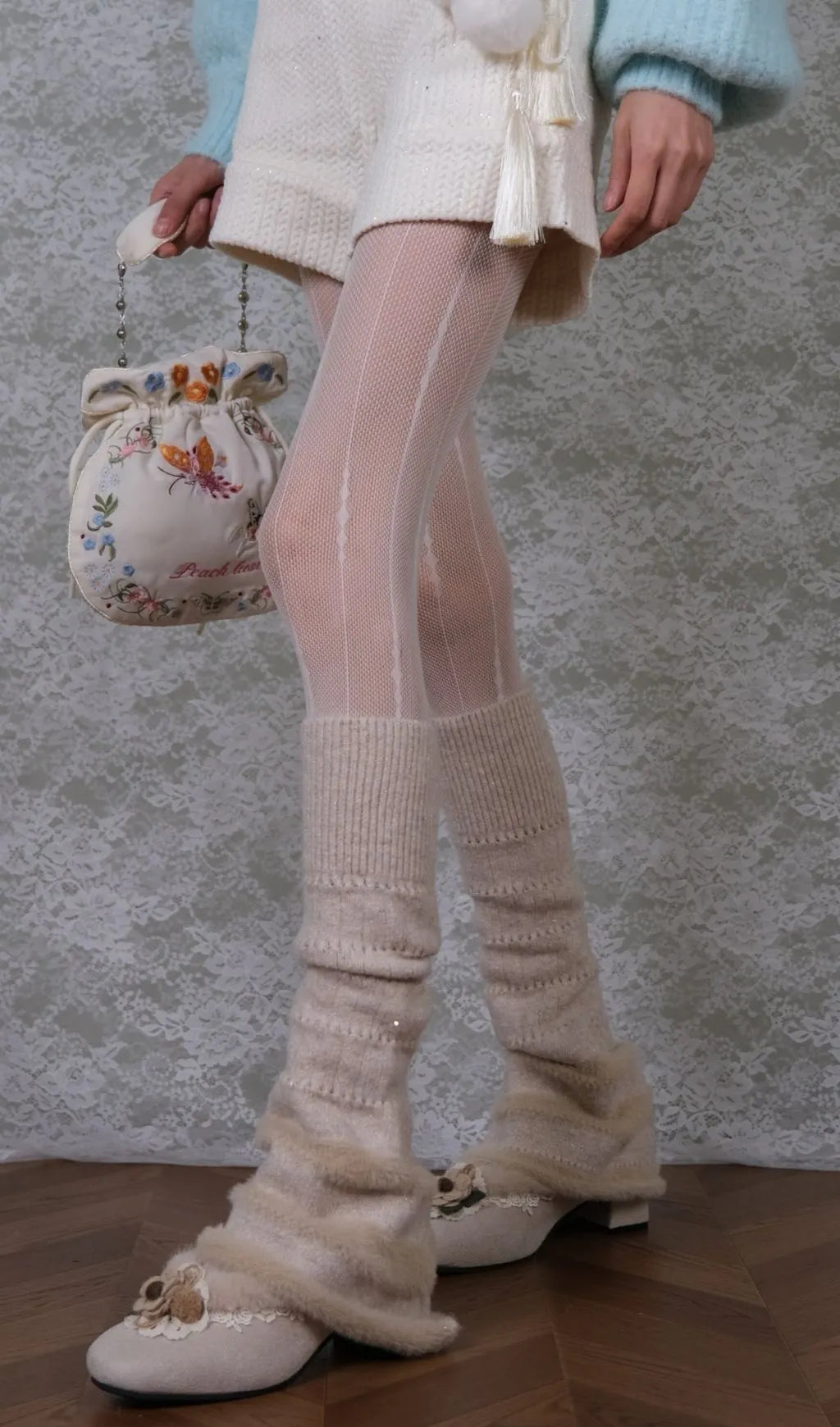 White Tights & Loose Socks Set Flowering Girl