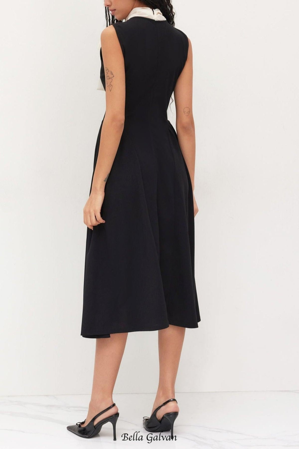 Two Tone Bow Tie Ruffle Midi Dress Flowering Girl