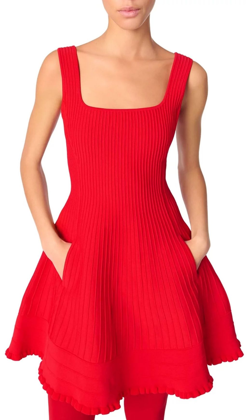 Red Short Knit Dress Flowering Girl