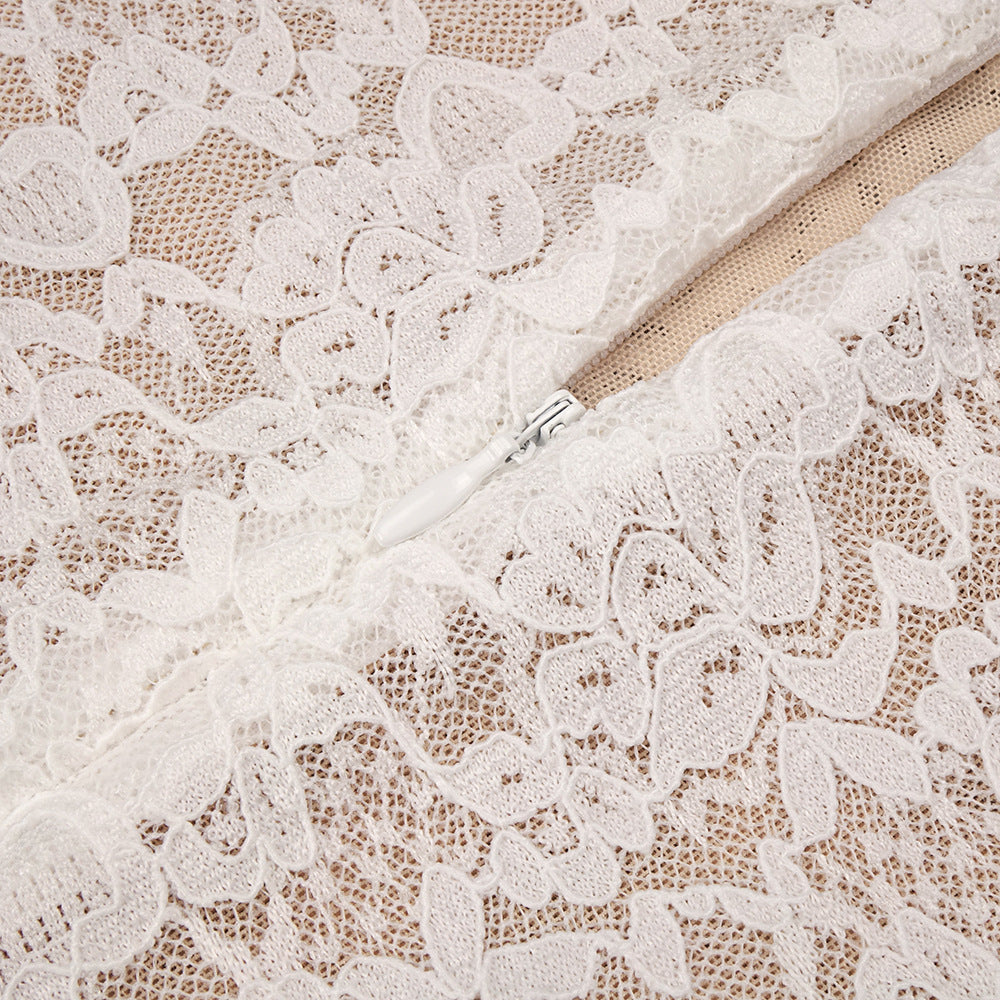 Jazmín White Lace Flower Maxi Dress Flowering Girl