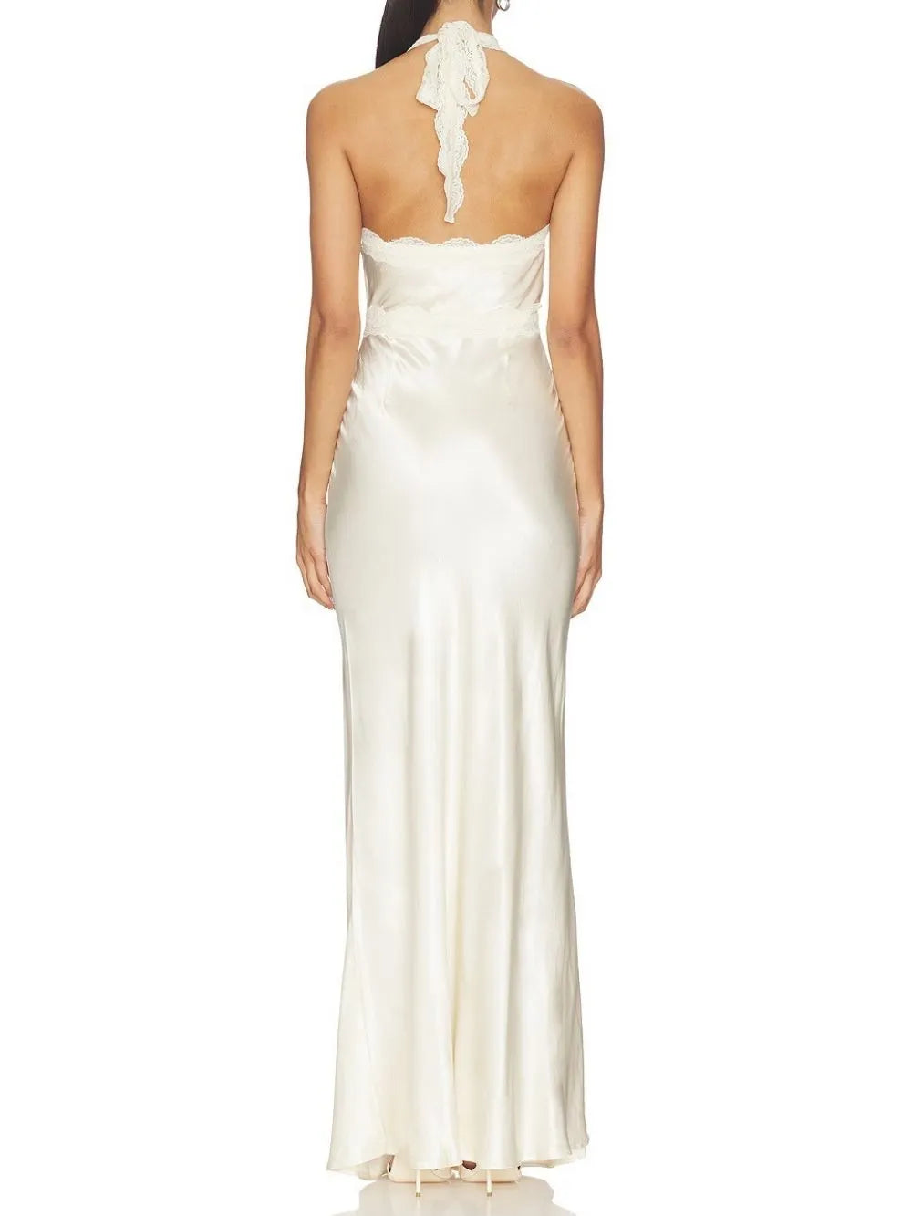 Maricruz White Halter Maxi Dress Flowering Girl