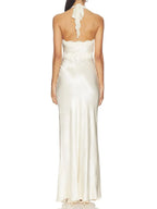 Maricruz White Halter Maxi Dress Flowering Girl