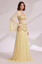 Pale Yellow Chiffon a-Line Gown Flowering Girl