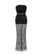 Melany Black Strapless Lace Maxi Dress Flowering Girl