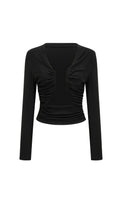 Anaïs black open-front gathered top Flowering Girl