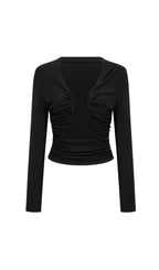 Anaïs black open-front gathered top Flowering Girl
